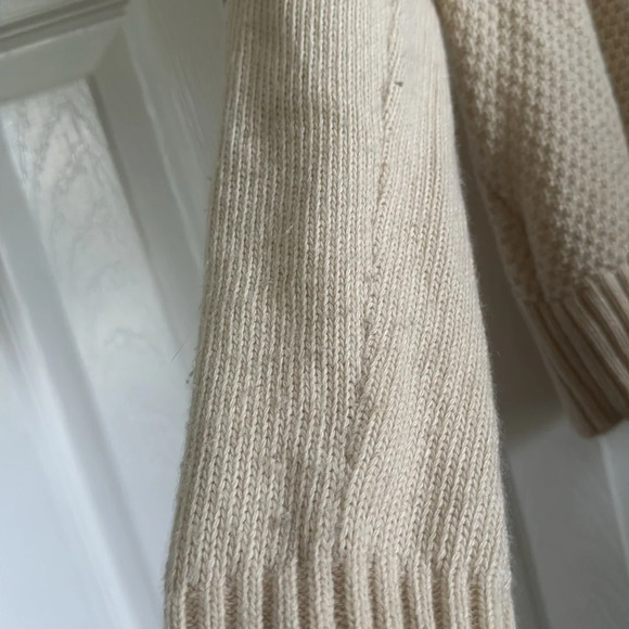 J.CREW Wool Cream Black Embellished Cable Knit Ruffle Turtleneck Sweater size S - Picture 6 of 7